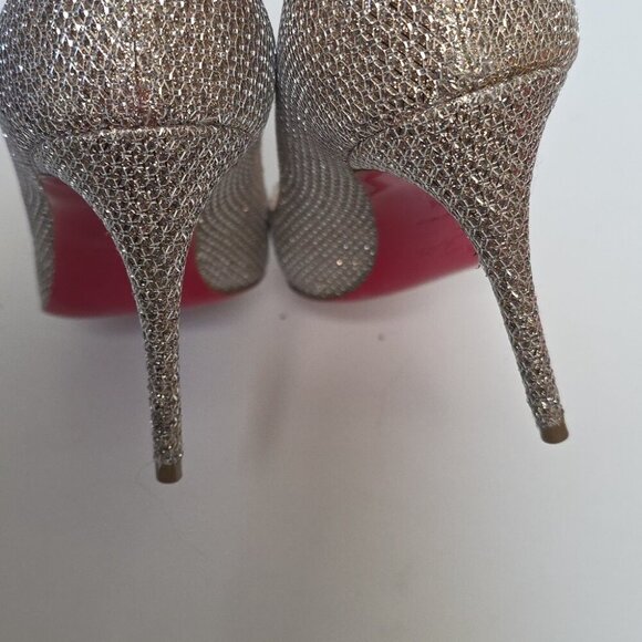 CHRISTIAN LOUBOUTIN | Eloise Glitter Heels Silver Sz 40.5 - Picture 4 of 9